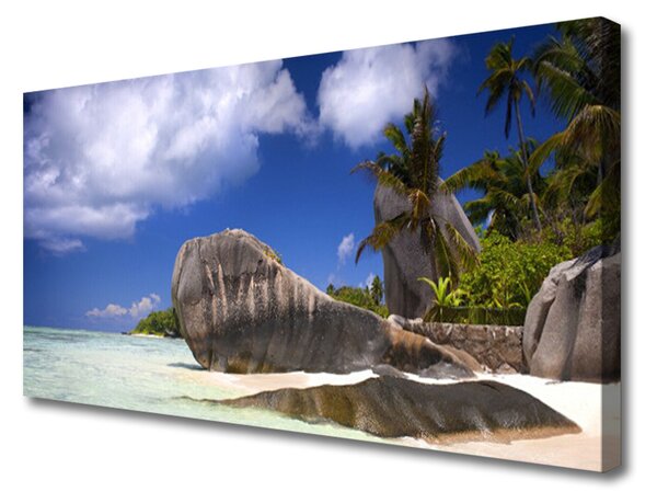 Quadro su tela Paesaggio della spiaggia delle rocce 100x50 cm