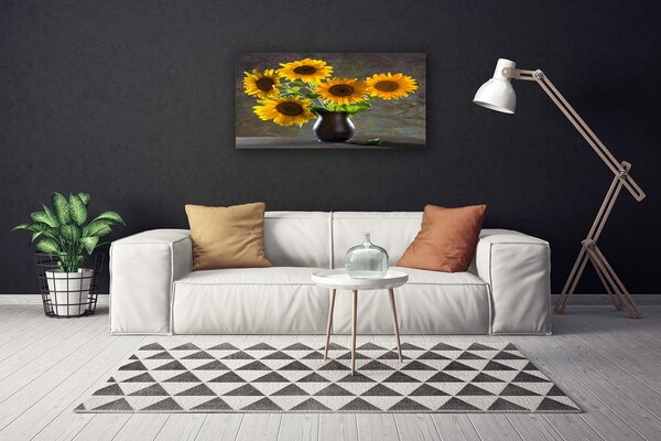 Quadro su tela Pianta del vaso di girasole 100x50 cm