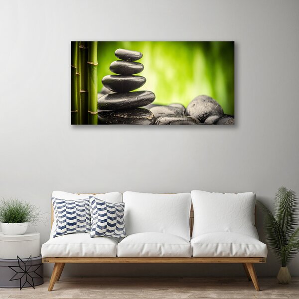 Quadro su tela Pietre di bambù Art 100x50 cm