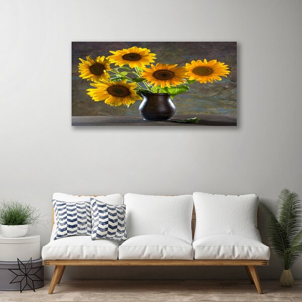 Quadro su tela Pianta del vaso di girasole 100x50 cm