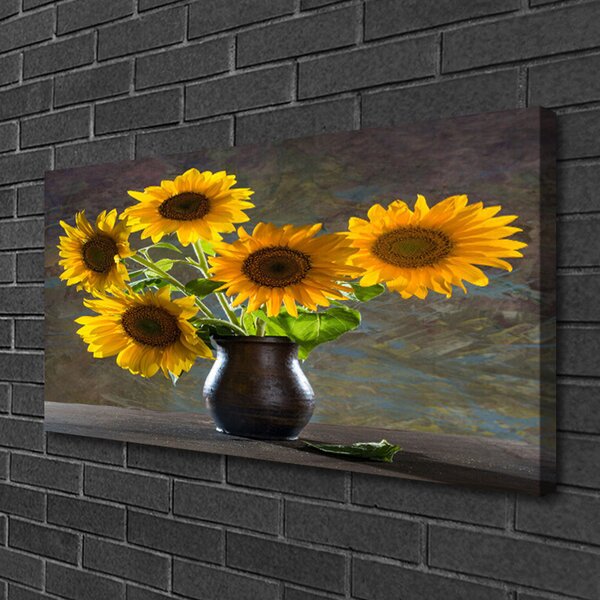 Quadro su tela Pianta del vaso di girasole 100x50 cm