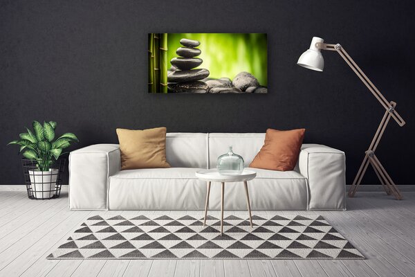 Quadro su tela Pietre di bambù Art 100x50 cm