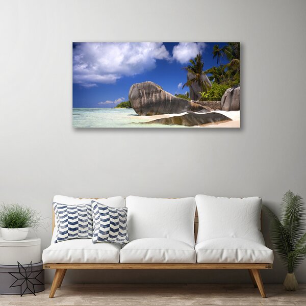 Quadro su tela Paesaggio della spiaggia delle rocce 100x50 cm