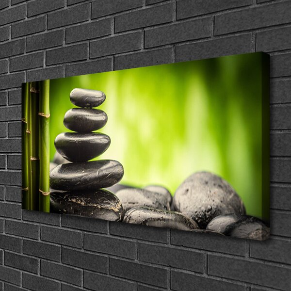 Quadro su tela Pietre di bambù Art 100x50 cm