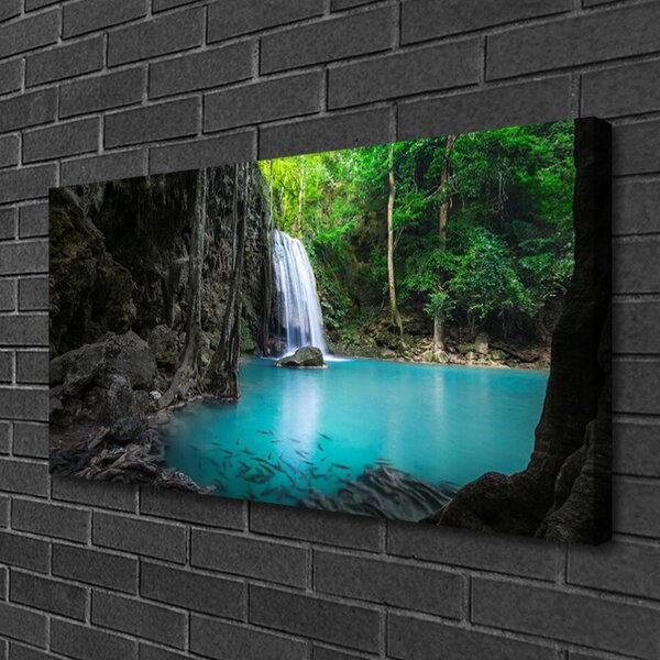 Quadro su tela Lago di cascata naturale 100x50 cm