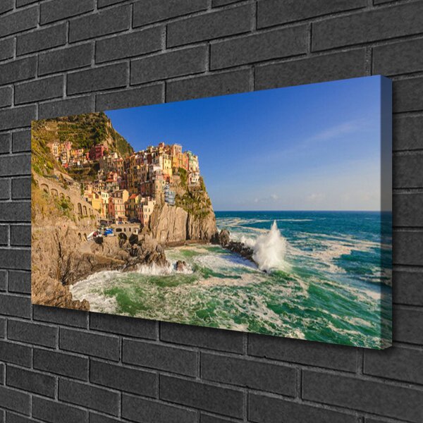 Foto quadro su tela Paesaggio di montagna del mare 100x50 cm