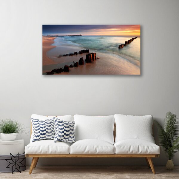 Quadro su tela Paesaggio della spiaggia dell'oceano 100x50 cm