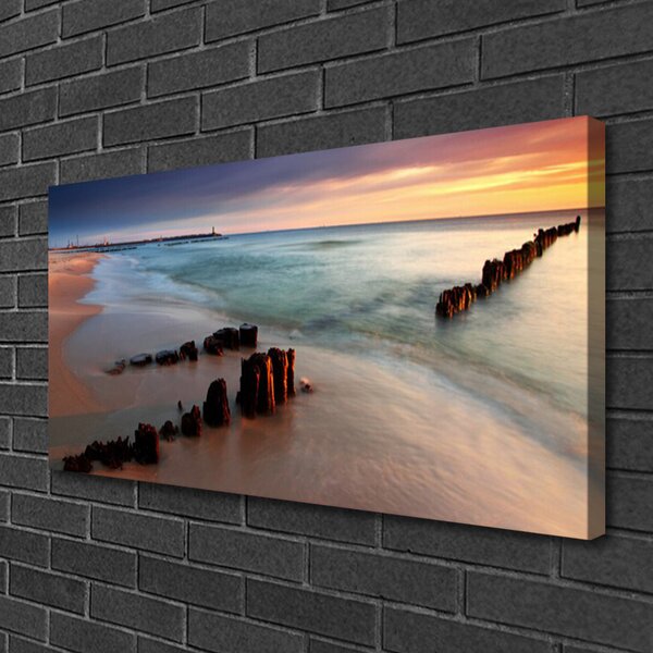 Quadro su tela Paesaggio della spiaggia dell'oceano 100x50 cm