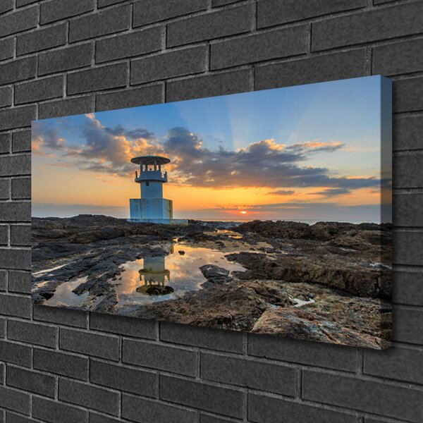 Quadro su tela Paesaggio del faro 100x50 cm
