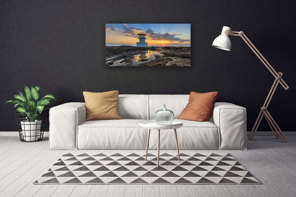 Quadro su tela Paesaggio del faro 100x50 cm