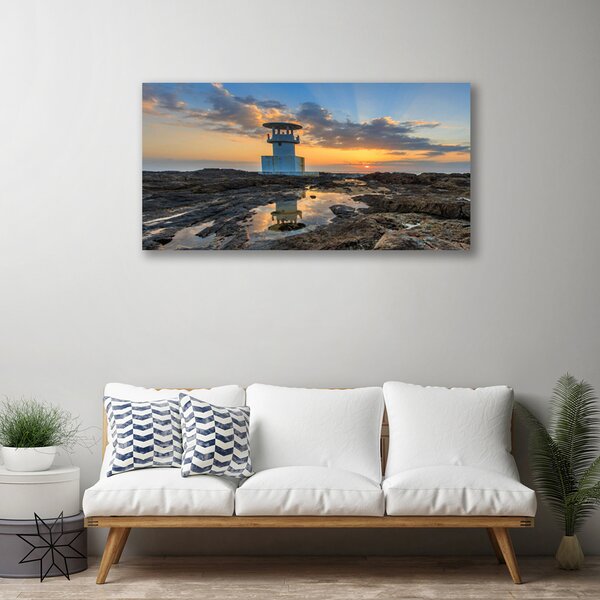 Quadro su tela Paesaggio del faro 100x50 cm
