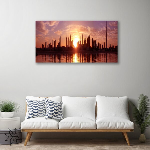 Stampa quadro su tela Case di città 100x50 cm