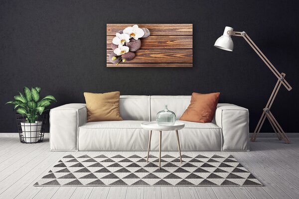 Quadro su tela Legno di fiori di orchidea 100x50 cm