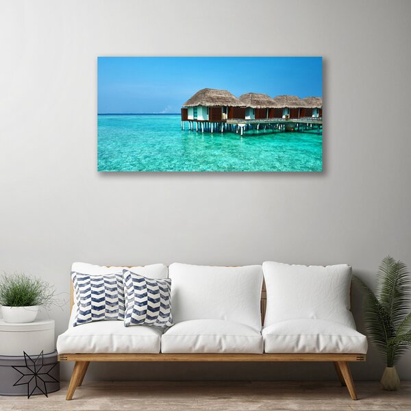 Quadro su tela Acqua di architettura del mare 100x50 cm