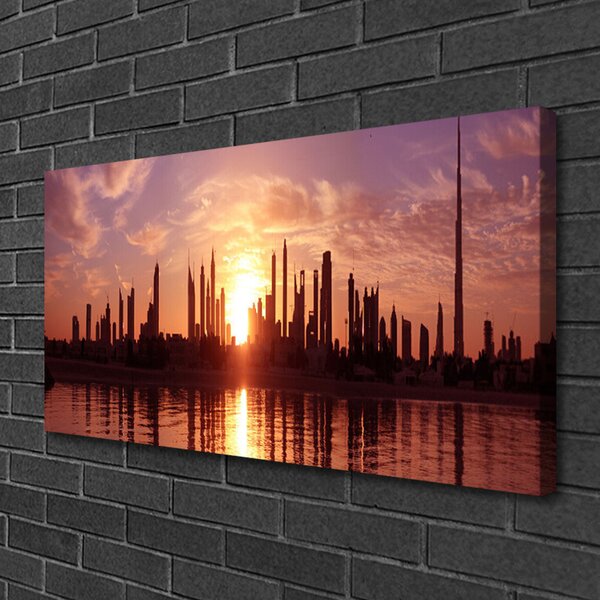 Stampa quadro su tela Case di città 100x50 cm
