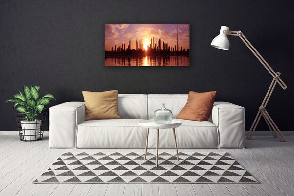 Stampa quadro su tela Case di città 100x50 cm