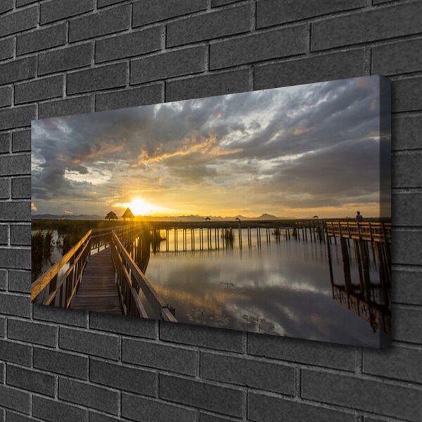 Quadro su tela Architettura del ponte sul mare 100x50 cm