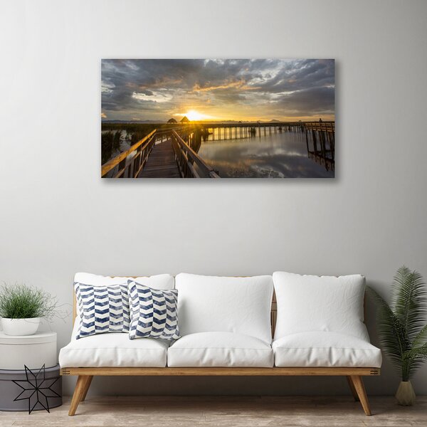 Quadro su tela Architettura del ponte sul mare 100x50 cm