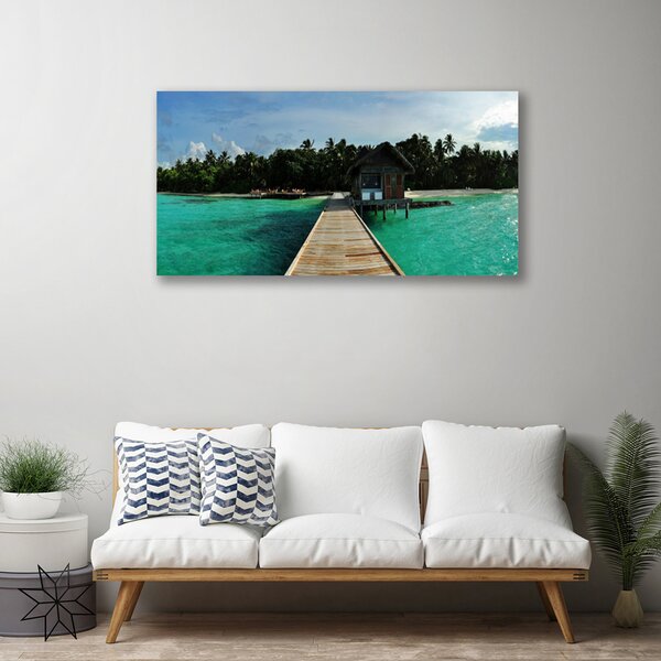 Stampa quadro su tela Architettura del ponte sul mare 100x50 cm