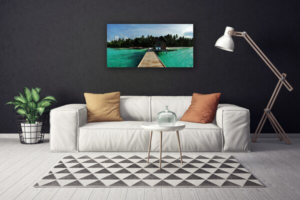 Stampa quadro su tela Architettura del ponte sul mare 100x50 cm
