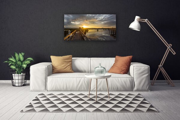 Quadro su tela Architettura del ponte sul mare 100x50 cm