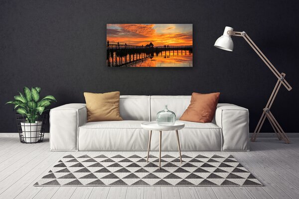 Quadro su tela Architettura del ponte sul mare 100x50 cm