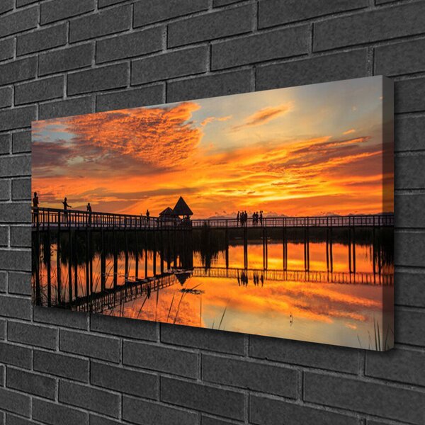 Quadro su tela Architettura del ponte sul mare 100x50 cm