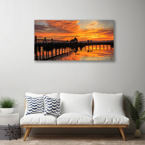 Quadro su tela Architettura del ponte sul mare 100x50 cm