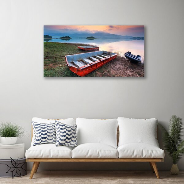 Quadro su tela Paesaggio in barca 100x50 cm