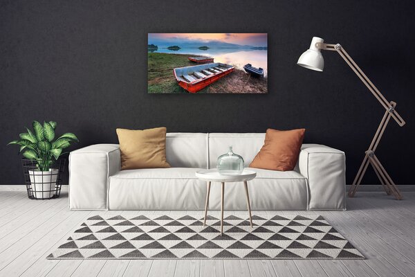 Quadro su tela Paesaggio in barca 100x50 cm