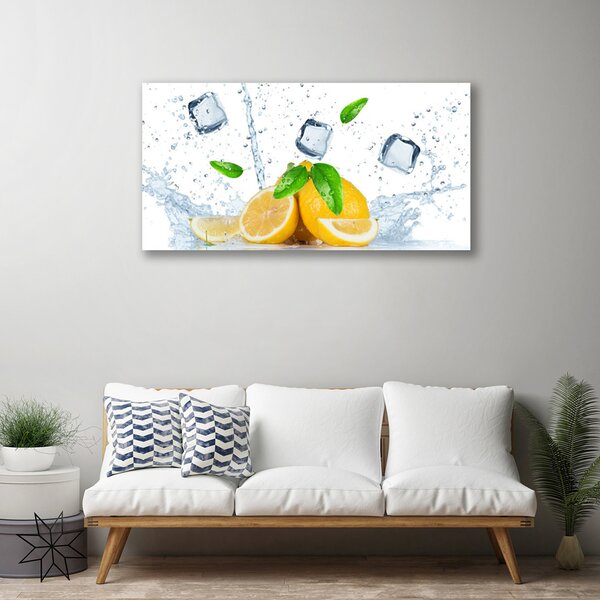 Quadro su tela Cucina Cubetti Di Ghiaccio Al Limone 100x50 cm
