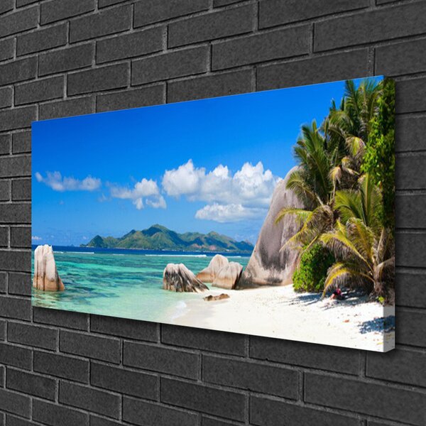 Quadro stampa su tela Paesaggio della spiaggia dell'oceano 100x50 cm