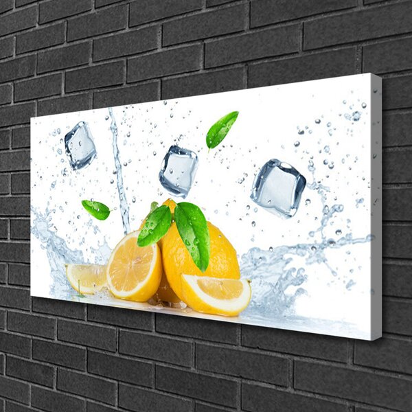 Quadro su tela Cucina Cubetti Di Ghiaccio Al Limone 100x50 cm