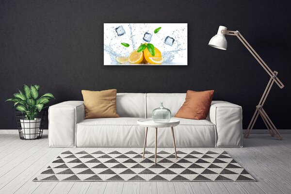Quadro su tela Cucina Cubetti Di Ghiaccio Al Limone 100x50 cm