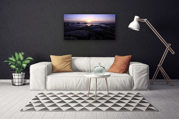 Stampa quadro su tela Paesaggio marino di pietre 100x50 cm