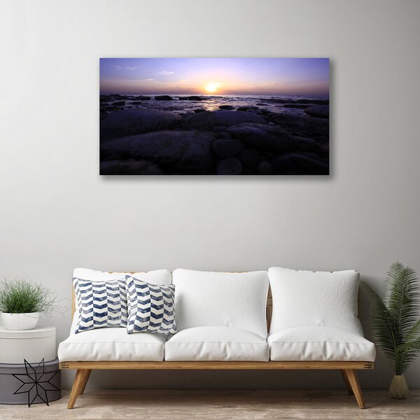 Stampa quadro su tela Paesaggio marino di pietre 100x50 cm