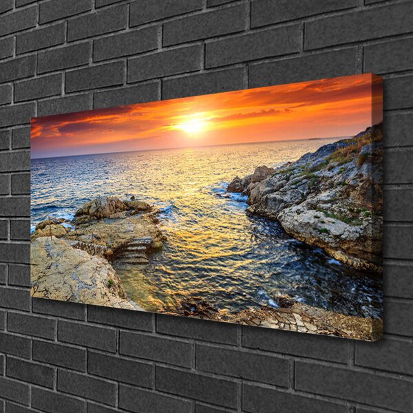 Quadro su tela Mare, sole, paesaggio 100x50 cm
