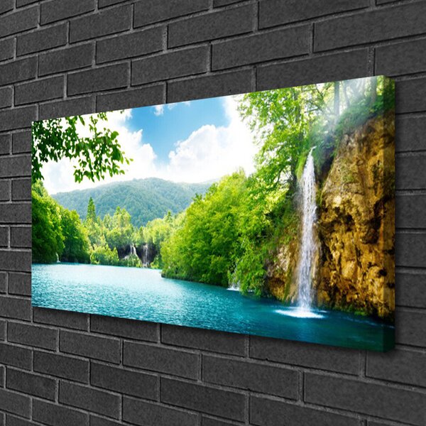 Quadro su tela Cascata del lago naturale 100x50 cm