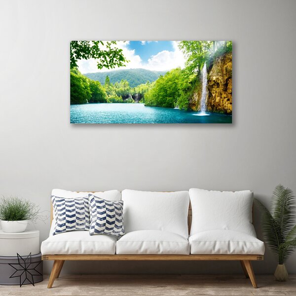 Quadro su tela Cascata del lago naturale 100x50 cm
