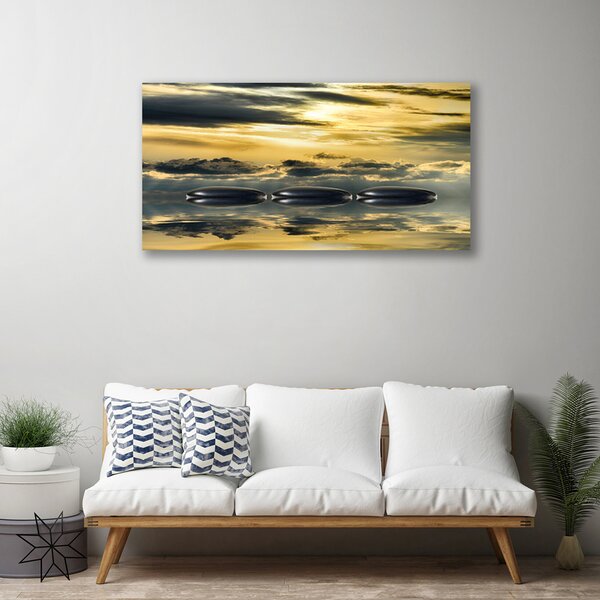 Quadro stampa su tela Pietre, acqua, arte 100x50 cm