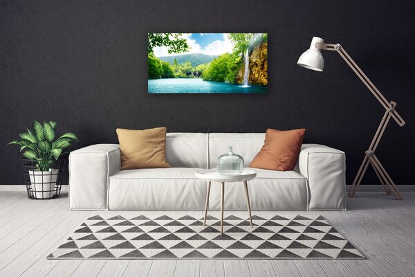 Quadro su tela Cascata del lago naturale 100x50 cm