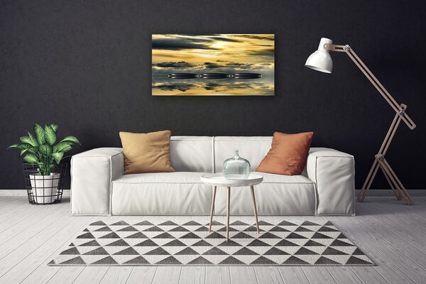 Quadro stampa su tela Pietre, acqua, arte 100x50 cm