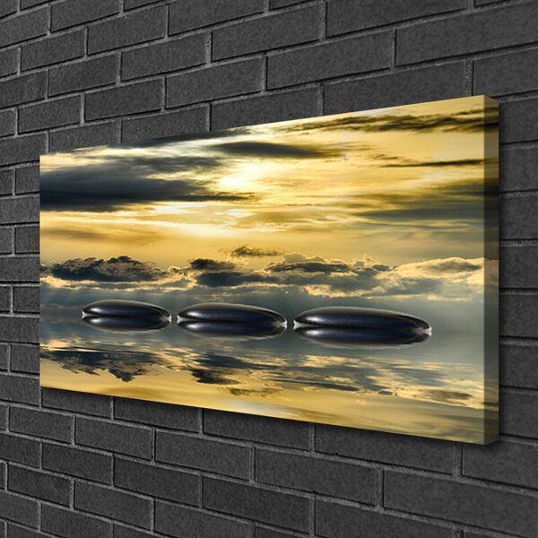 Quadro stampa su tela Pietre, acqua, arte 100x50 cm