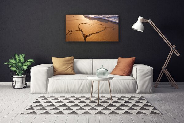 Quadro su tela Spiaggia. Cuore. Mare. Arte 100x50 cm