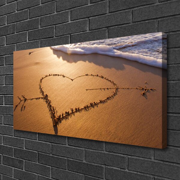 Quadro su tela Spiaggia. Cuore. Mare. Arte 100x50 cm