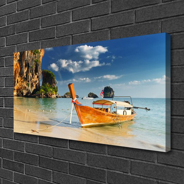 Quadro su tela Paesaggio marino in barca 100x50 cm
