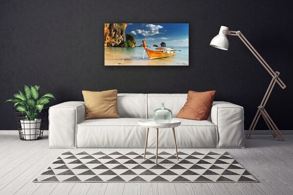 Quadro su tela Paesaggio marino in barca 100x50 cm