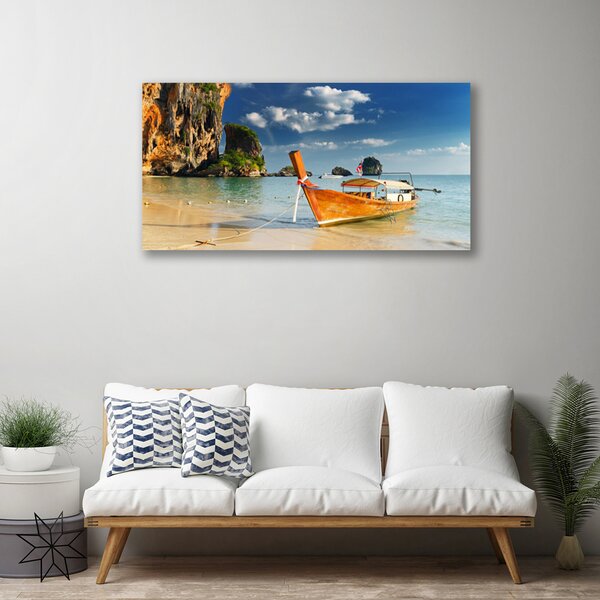 Quadro su tela Paesaggio marino in barca 100x50 cm
