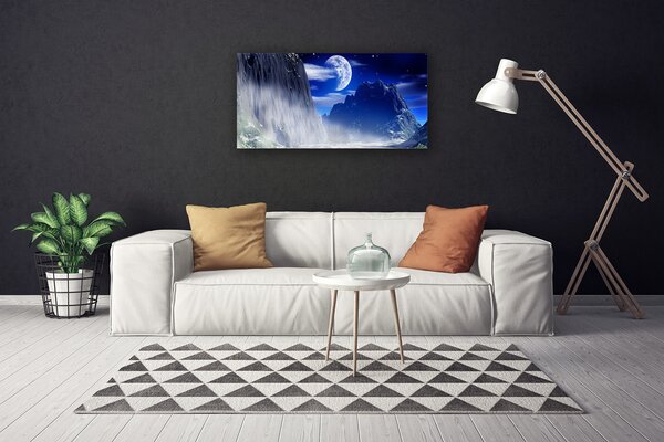 Stampa quadro su tela Montagne Notte Luna Paesaggio 100x50 cm