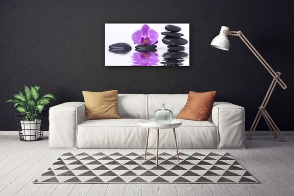 Quadro stampa su tela Riflessione dello specchio d'acqua del fiore 100x50 cm